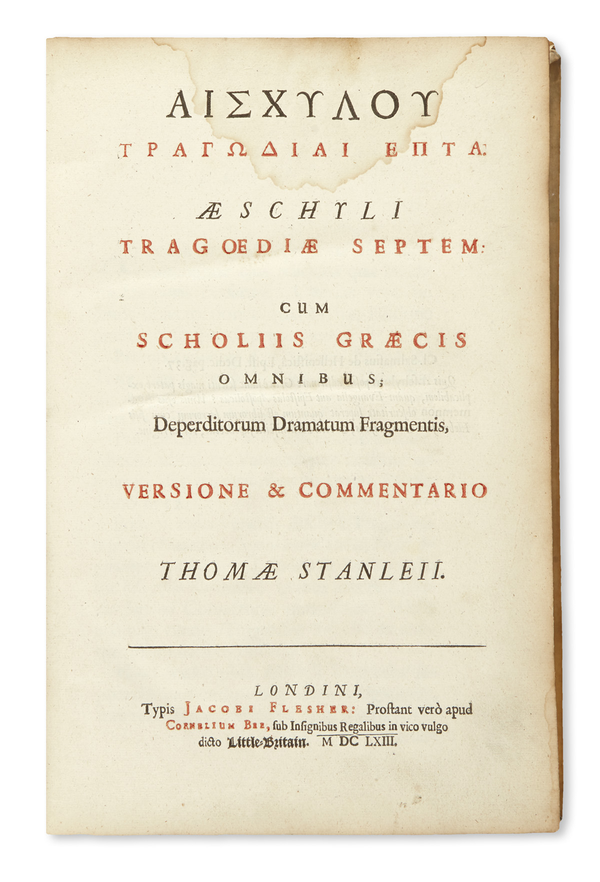 AESCHYLUS.  Tragoediae Septem.  1663